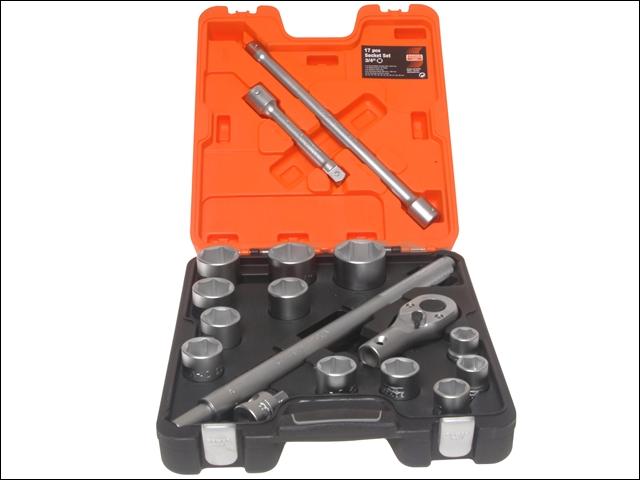 Actual product image Bahco 3/4"-Steckschlüssel-Satz, metrisch, Sechskant, inklusive Umschaltknarre - 17-teilig (3/4")