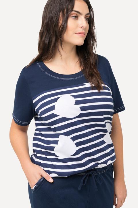 Produktbild Ulla Popken Pyjama, Herzen/Streifen, Rundhals, Halbarm (42, 44)