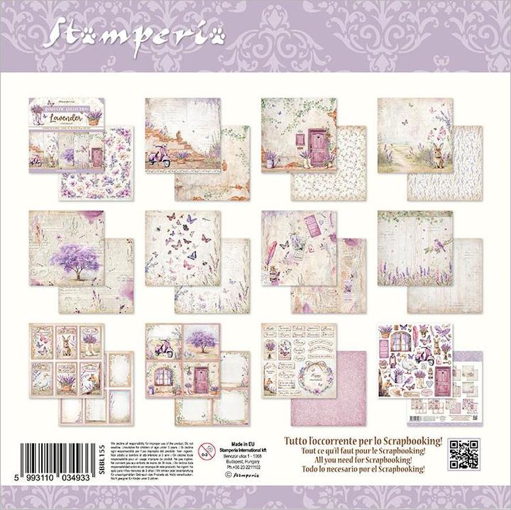 Image du produit Stamperia Bloc de scrapbooking "Lavande (190 g/m², 10 x)