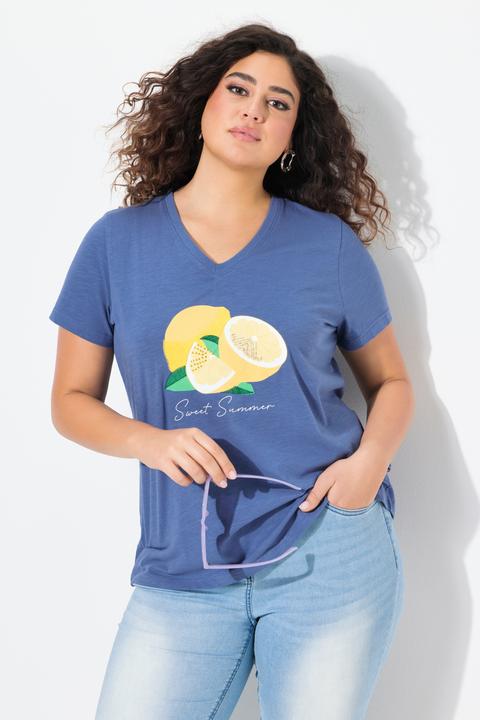 Produktbild Ulla Popken T-Shirt, Limonen, A-Linie, V-Ausschnitt, Halbarm (58)
