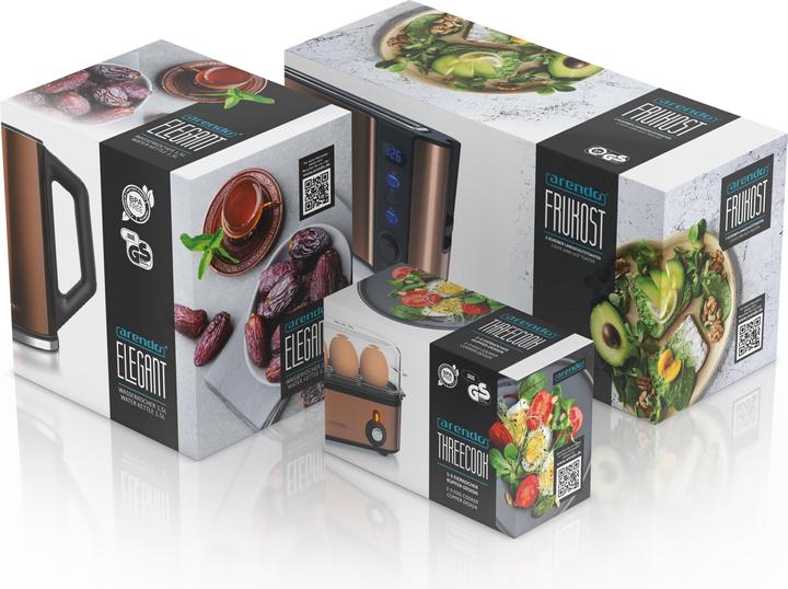 Actual product image Arendo Breakfast set, kettle 1.5l temperature selection, 2-slice toaster & egg cooker for 3 eggs, copper