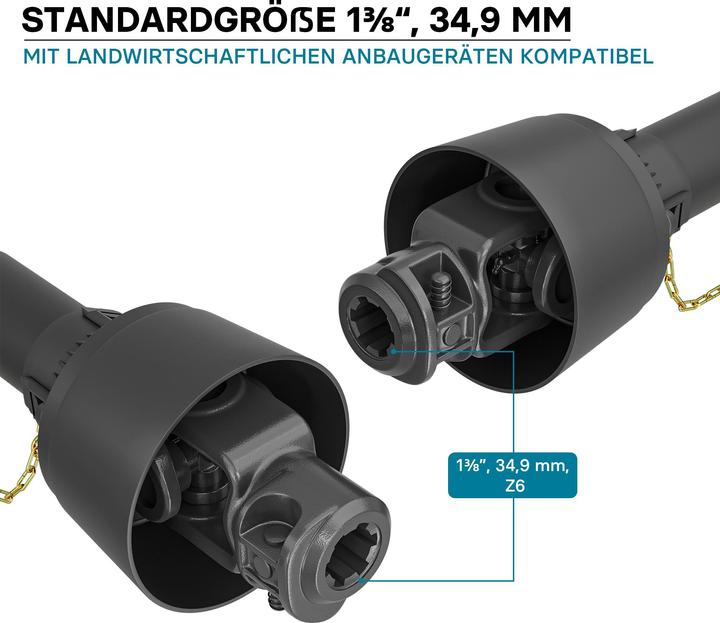 Actual product image Wiltec PTO shaft T5 1800-2340mm 620Nm 540rpm PTO-Shaft 54kW 1 3/8" 6 tooth