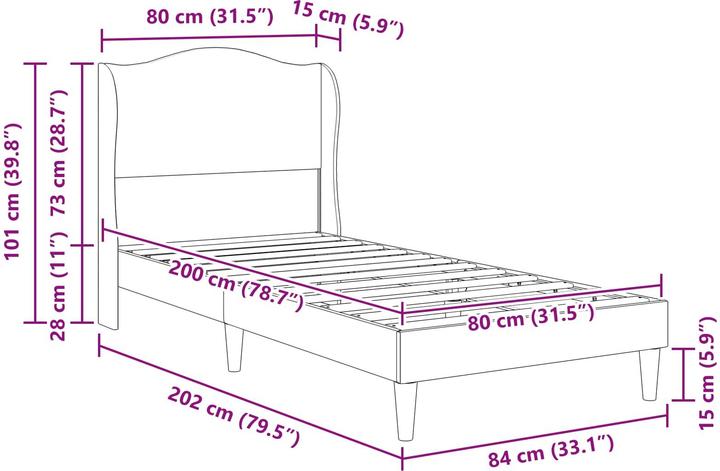 Produktbild vidaXL Moderner Bettrahmen (80 x 200 cm)