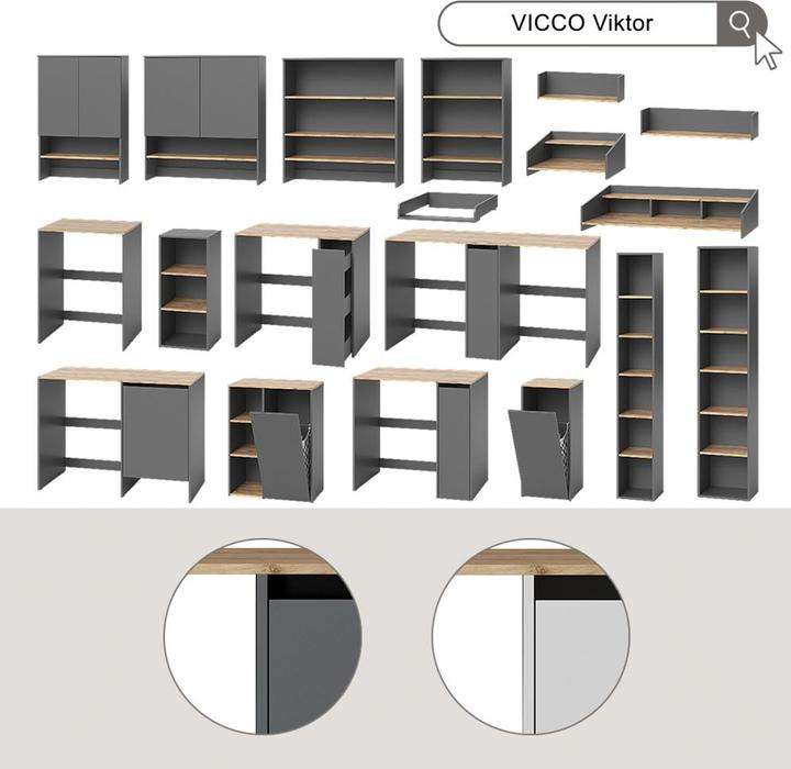 Vicco Washing machine cabinet Viktor, White/Artisan oak, 159.8 x 88.2 cm with 3 compartments
