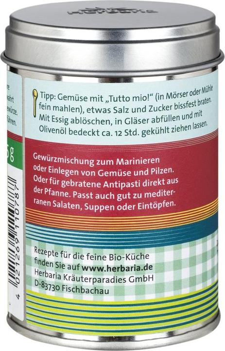 Nutritional values and ingredients Herbaria Tutto mio! organic (65 g)