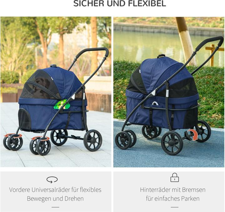 Immagine prodotto PawHut Passeggino per cani con parapioggia (Cane, Pieghevole)
