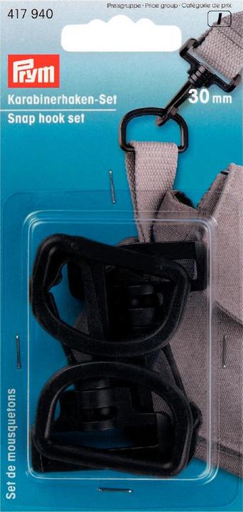 Immagine prodotto Prym Set di moschettoni, nero 30 mm, scheda 4 pezzi, plastica