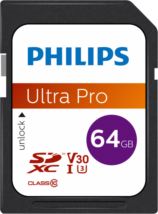 Produktbild Philips SDXC Class 10 UHS-I U3 V30 A1 (64 GB, SDXC, U3, UHS-I)