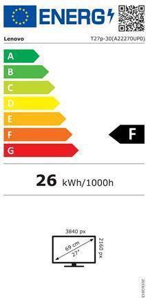 Energy Label Lenovo DUPLIKAT ThinkVision T27p-30 (3840 x 2160 Pixels, 27")