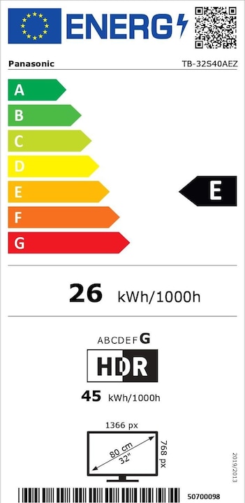 Energy Label Panasonic TB-32S40AEZ (32", LED, HD ready, 2024)