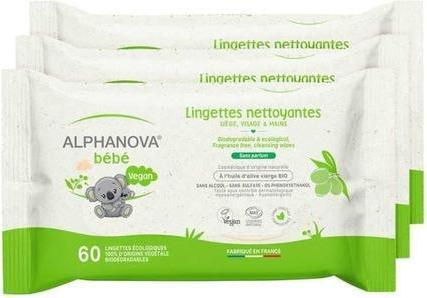 Image du produit Alphanova Lingettes de soin (3 x 60 pcs)