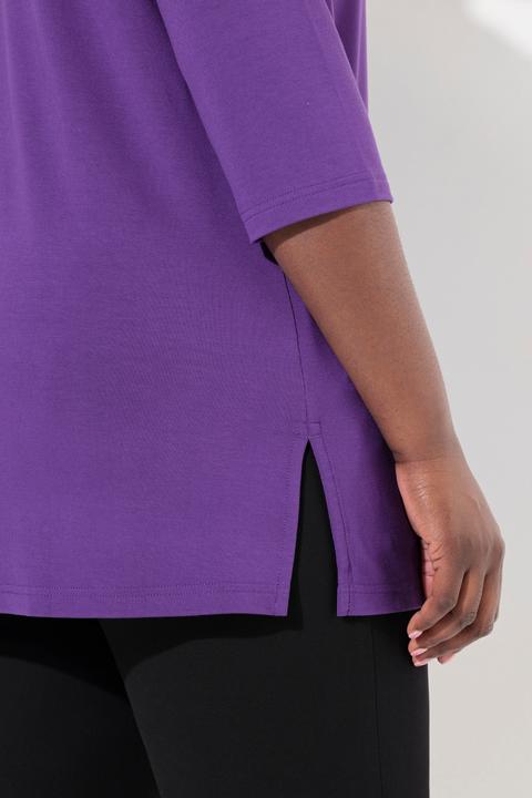 Produktbild Ulla Popken Shirt, tiefer Rundhalsausschnitt, 3/4 Arm (46, 48)