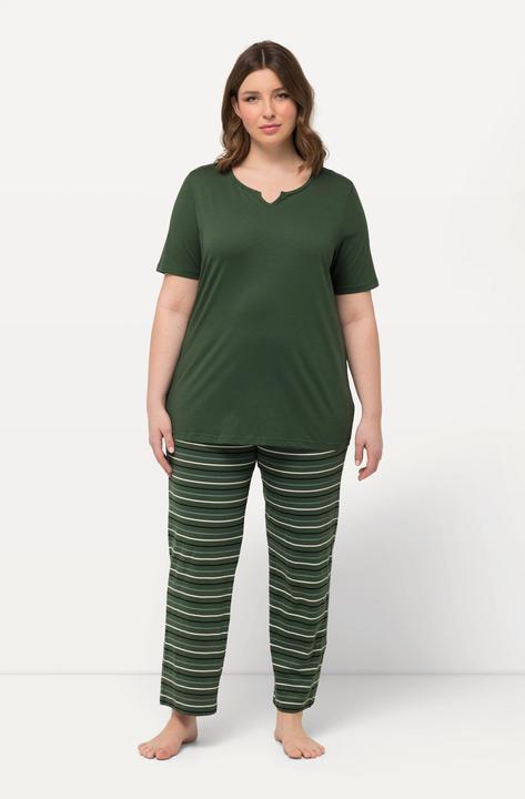 Image du produit Ulla Popken Pyjama rayé, col tunisien, manches courtes (50, 52)