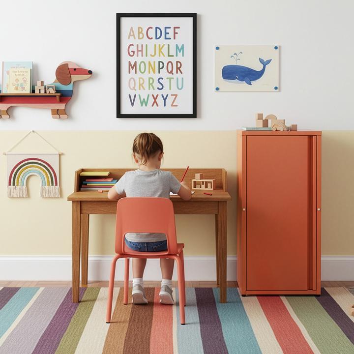 Actual product image En.Casa Metallschrank Burlöv Stahl Ziegelrot (88 x 40 x 35 cm)