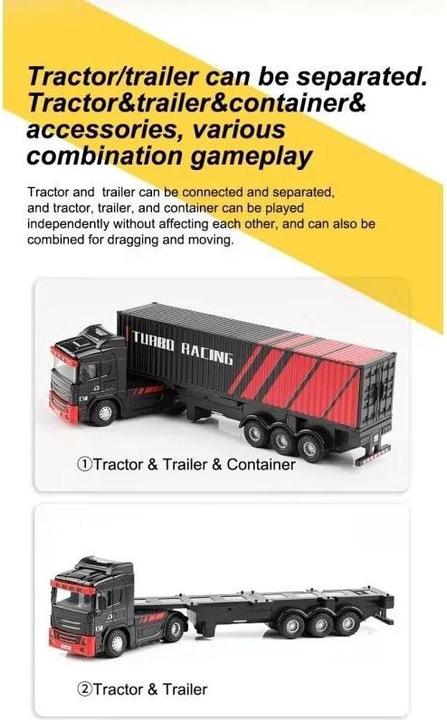 Immagine prodotto Turbo Racing Camion C50 con rimorchio bianco, 1:76, RTR (RTR pronto all'uso)