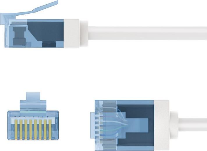 Produktbild Goobay Ultraflexibles CAT 6A Patchkabel, slim, U/UTP, weiss (U/UTP, CAT6a, 0.50 m)