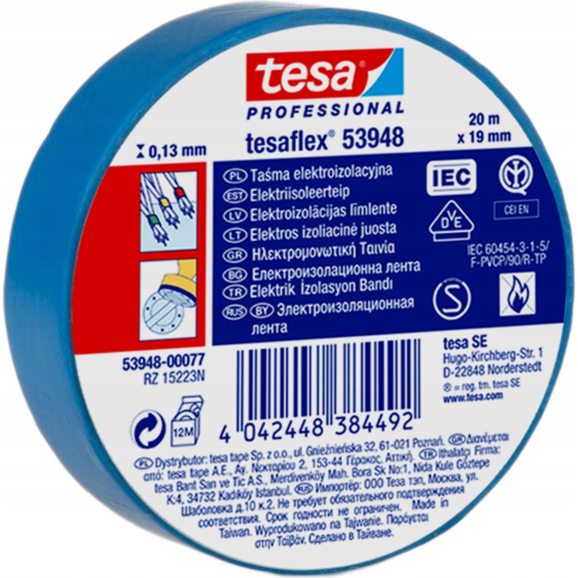tesa, Nastro adesivo, Nastro isolante blu 20m x 19 mm (19 mm)