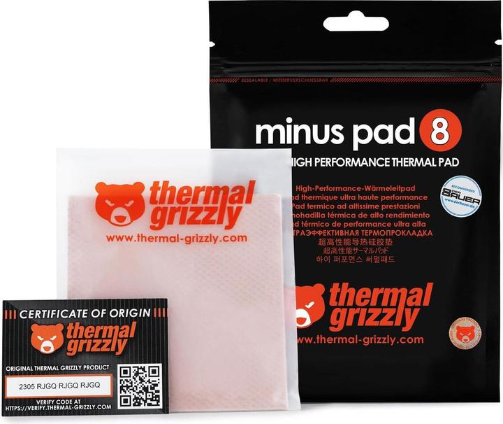 Produktbild Thermal Grizzly Minus Pad 8 - 100 x 100 x 1,0 mm, 2 Stück (1 mm)