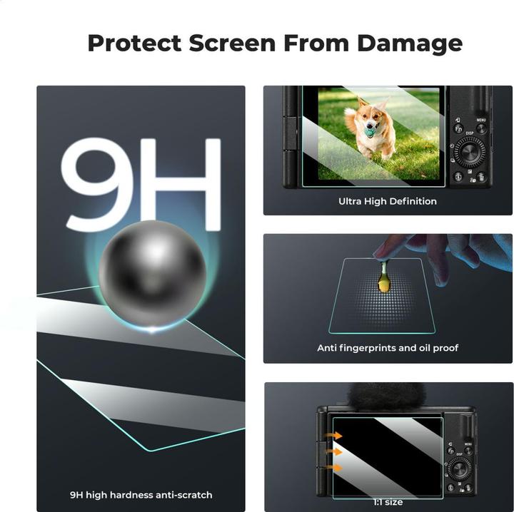 Actual product image K&F Concept Camera Screen Protector*3, with Hot Shoe Level*3, for Sony ZV-1, ZV-1 II, ZV-E10