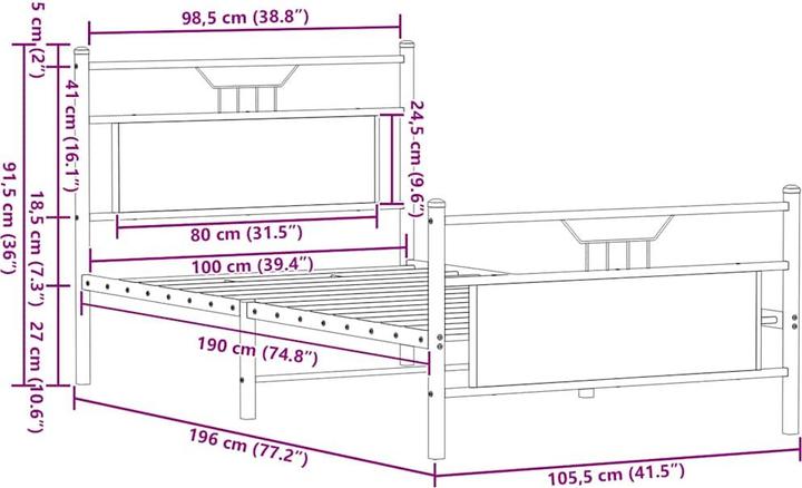 Image du produit vidaXL Bettgestell (100 x 190 cm)