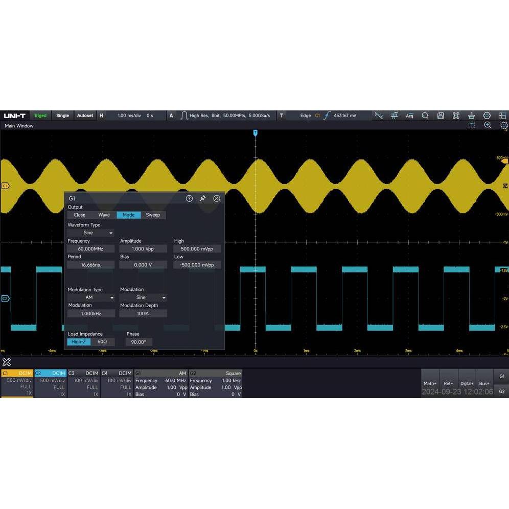 Uni-T MSO7000X-AWG Mess-Software Upgrade, Misurazione