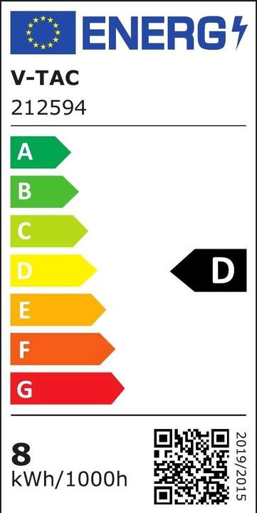 Energie-Label V-TAC VT2835 LED Streifen SMD2835 126 LEDs 24V IP20 4000K 137 lmW 5m (500 cm)