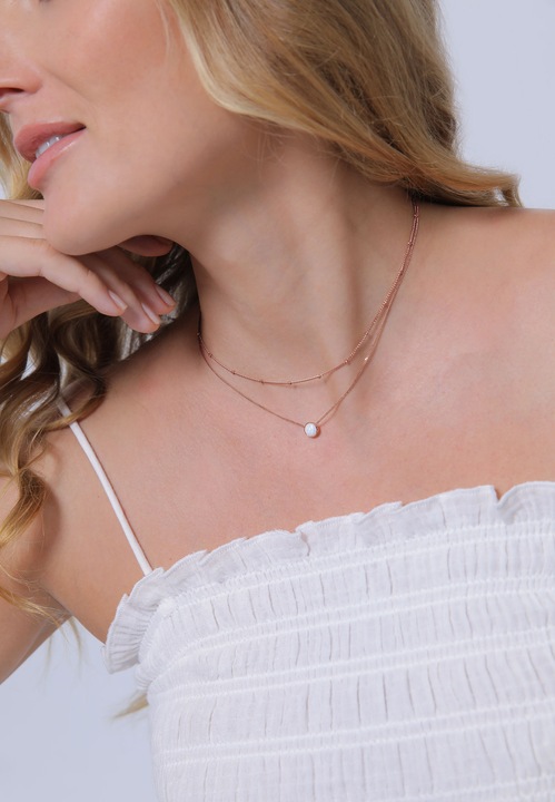 Image du produit Elli Choker, Layer, Opal (Opale Synthétique, Argent 925 sterling plaqué or, 36 cm)