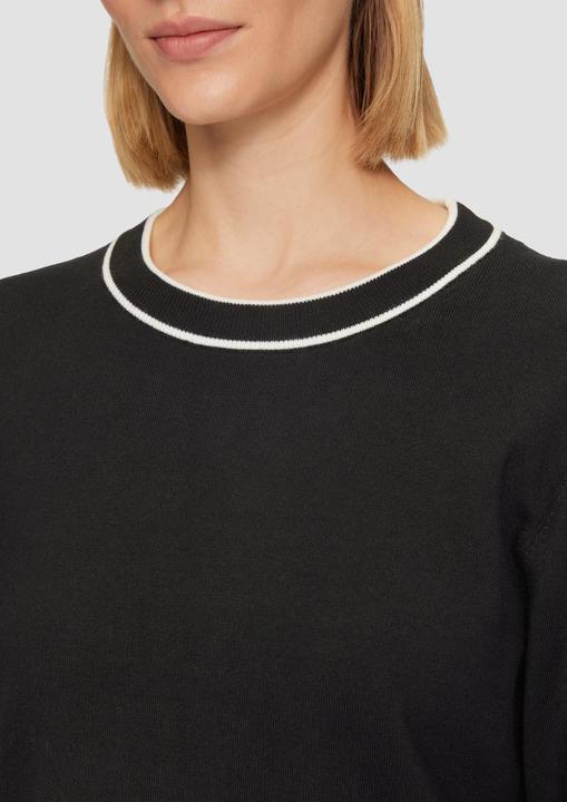 Produktbild S.Oliver Strickpullover Strickpullover mit verkürzten Ärmeln und Kontrast-Details (34)