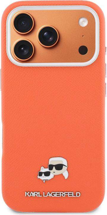 Productafbeelding Karl Lagerfeld Case Karl & Choupette Head Pins Saffiano MagSafe for iPhone 17 Pro orange (Apple iPhone 17 Pro)