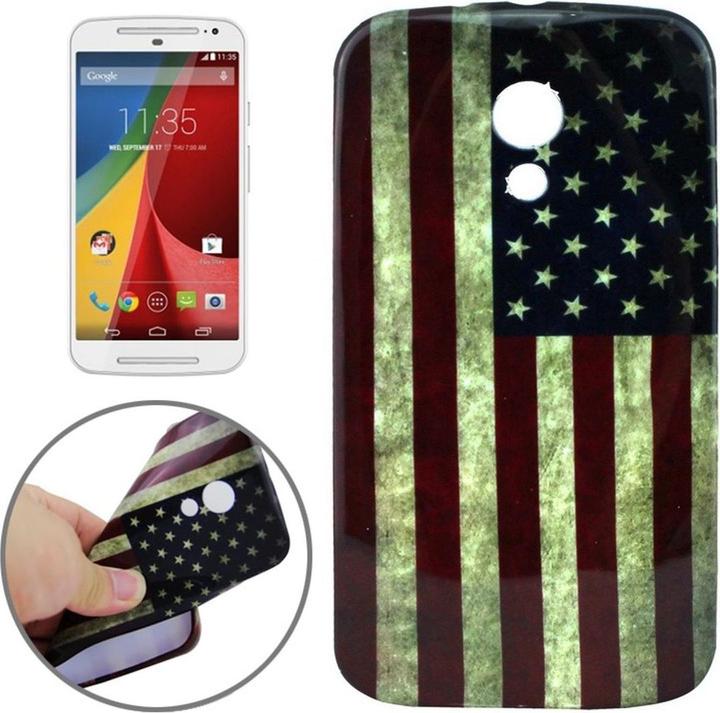 Produktbild König Design Schutzhülle Handytasche Etuis TPU für Handy Motorola Moto G2 Motiv Retro Fahne USA (Motorola Moto G2 (2nd Gen))