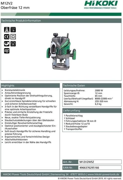 Actual product image Hikoki M12V2