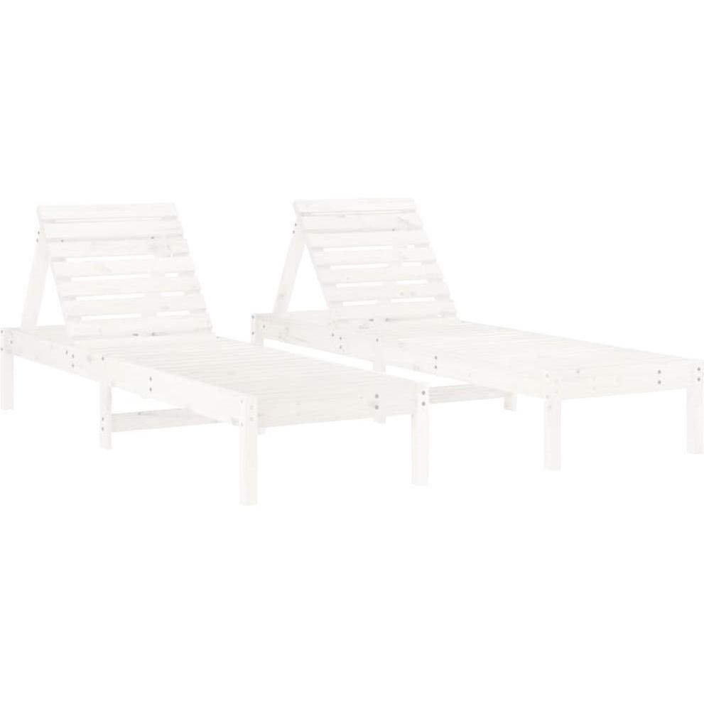 VidaXL, Liegestuhl, Sonnenliegen 2 Stk. mit Tisch Weiss Massivholz (40 cm)