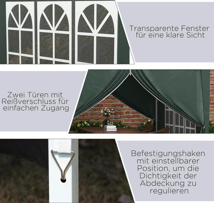 Actual product image Outsunny Pavillon Polyester, Stahl Grün (295 cm, 295 cm)