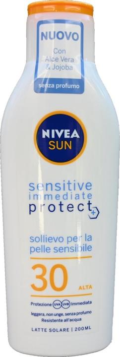 Actual product image NIVEA Sensitive Immediate Protect Solar Milk SPF30 200ml (SPF 30, 200 ml)