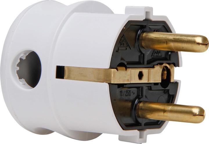 Productafbeelding Kopp Kunststof haakse aardingscontactstekker, 2 aardingscontactsystemen, voor kabels tot 3x 1,5mm²