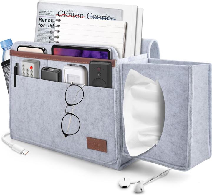 Produktbild Alopini Bettbeutel Bett Organizer Hook-in, Bettbeutel Hook-in dicken Filz rutschfest mit Schnalle