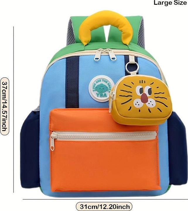 Produktbild Only-Bags.Store Niedliche Mode Farbe Clashing Knapsack mit Reissverschluss und verstellbaren Riemen, Anhänger Dekor