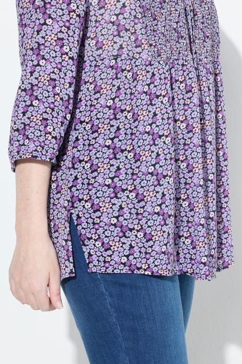 Produktbild Ulla Popken Smokbluse, Blüten, A-Linie, Rundhals, 3/4-Arm (42, 44)