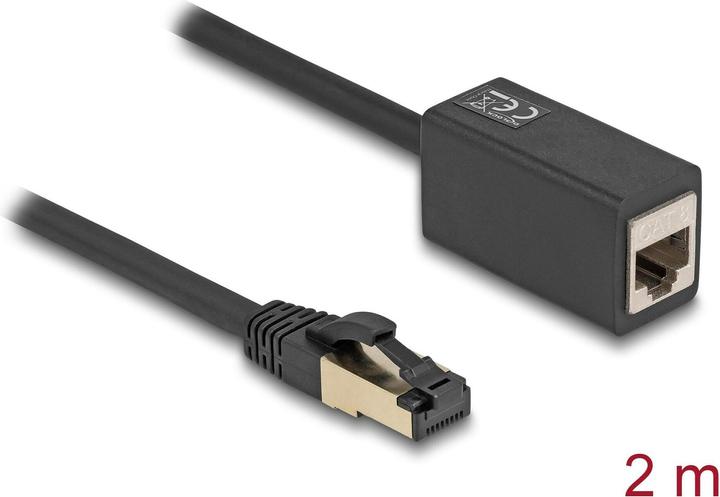Produktbild Delock Netzwerk Verlängerungskabel RJ45 Stecker zu RJ45 Buchse Cat.8.1 S/FTP 2 m schwarz (S/FTP, CAT8.1, 2 m)