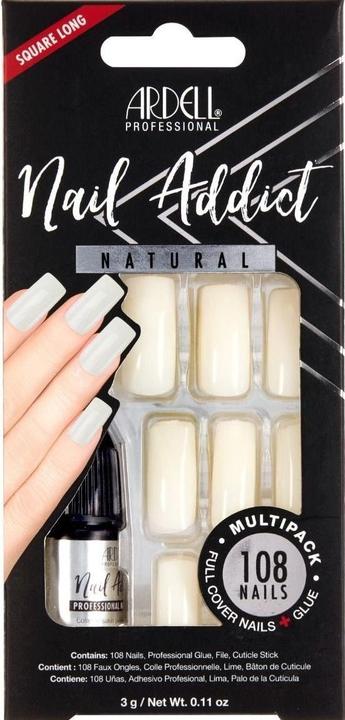 Actual product image Ardell Nail Addict Natural Multipack Squared Long 108 Stk (Artificial nails, Natural Squared)