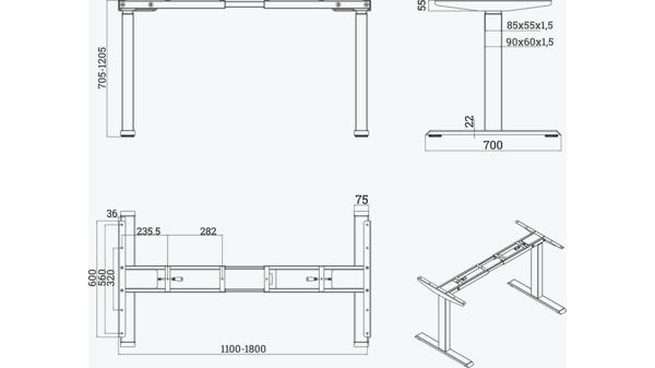 Actual product image OK-Line Elektro-Schreibtisch TRD 120 3S, SI, CH