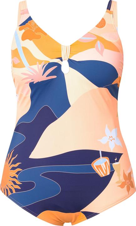 Actual product image Ulla Popken Abstract Landscape One Piece Cutout Swimsuit (44)