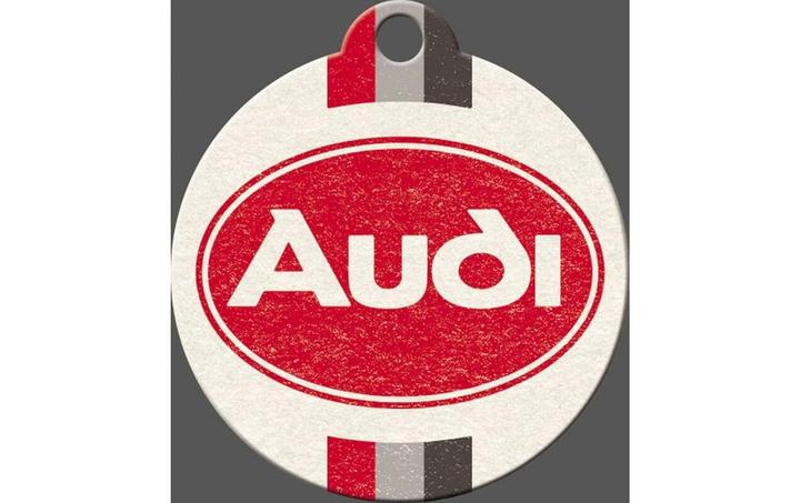 Produktbild Nostalgic-Art Merchandising Schlüsselanhänger Audi Logo Ø 4 cm, 1 Stück, Mehrfarbig