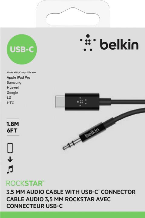 Produktbild Belkin RockStar 3,5mm - USB-C Kabel (1.80 m, 3.5mm Klinke (AUX))