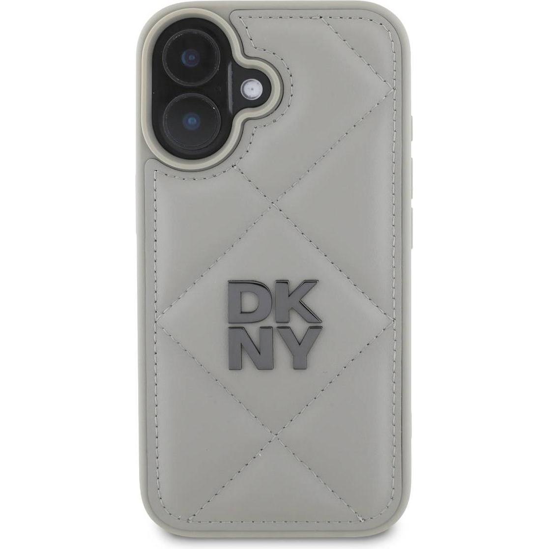 DKNY Quilted Stack Backcover (Apple iPhone 16 Plus), Smartphone Hülle, Grau