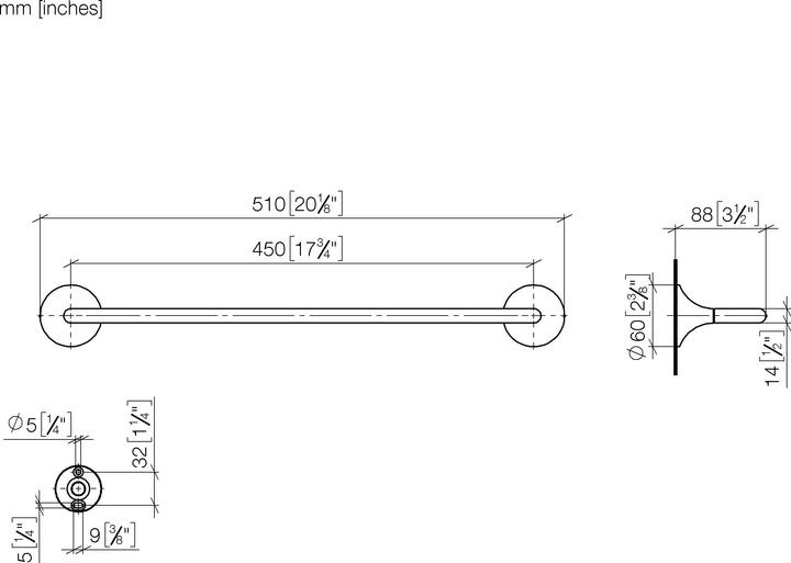 Actual product image Dornbracht VAIA porte-serviettes de bain 510mm, 83070809-06, 83070809-06