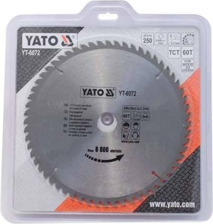 Produktbild Yato professionelles TCT Kreissägeblatt 250 mm, 60 Zähne 30 Bohrung (YT-6072)