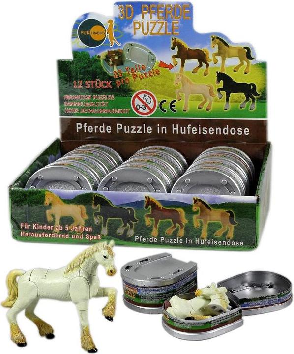 Fun trading Puzzle de chevaux dans une boîte en fer à cheval - (22 pièces)