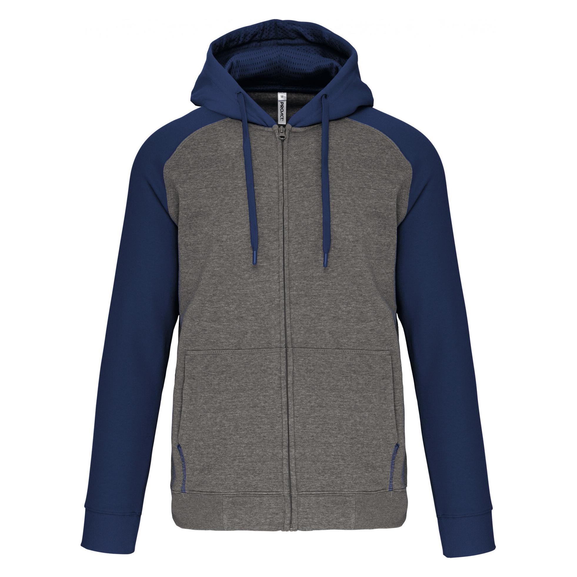 Proact, Damen, Pullover, Sweatshirt Zipper Mit Kapuze Aus Zweifarbigem Molton, Grau, (Xl)