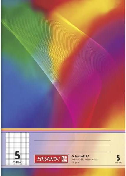 Actual product image Exercise book DIN A5 squared 5 16 sheets (A5, Checked, Hardcover)